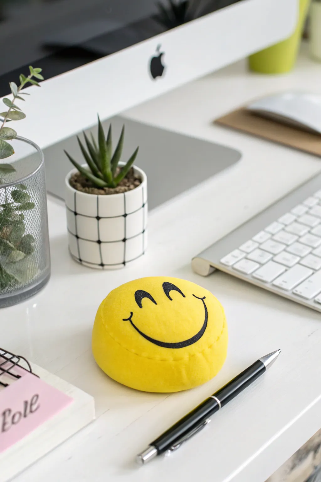 Add a splash of joy to your workspace with a handmade paper emoji squishy!
