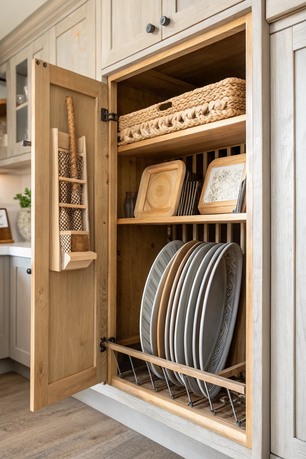 Transform your kitchen chaos into serene simplicity with a DIY vertical storage solution.