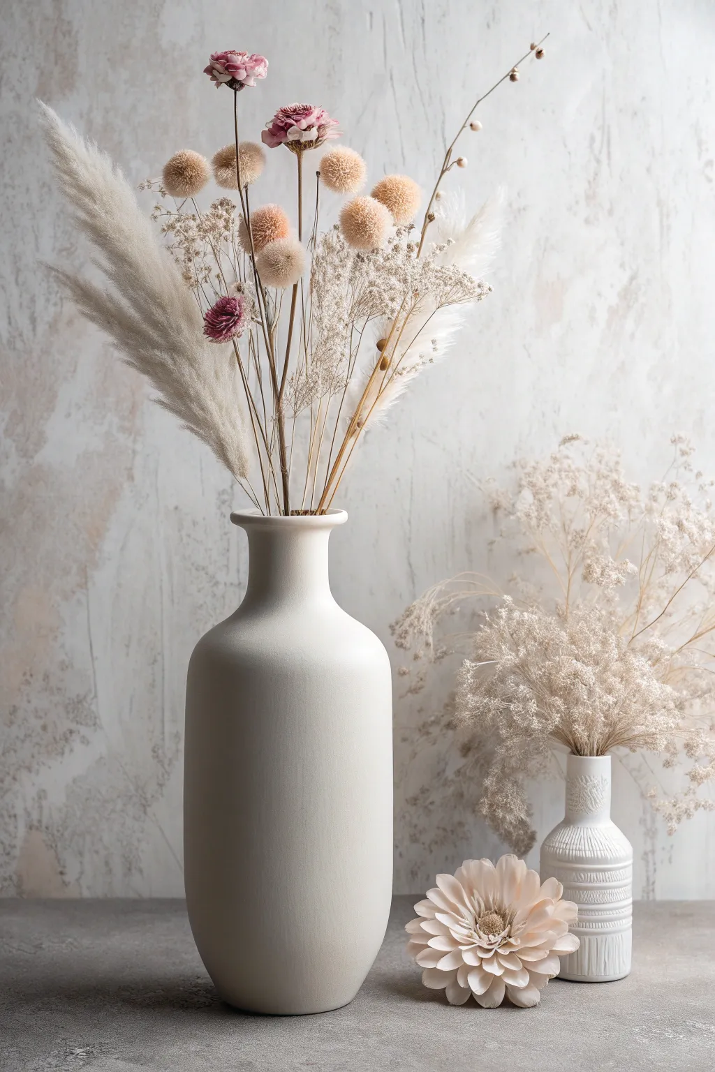 Embrace elegance and mobility with minimalist freestanding vases for your faux flowers.