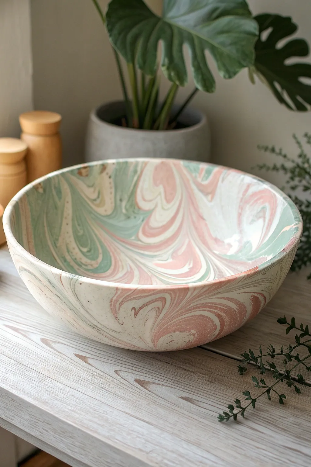 Elevate your decor with this stunning hydro dipped bowl — where Scandinavian minimalism meets Boho elegance.