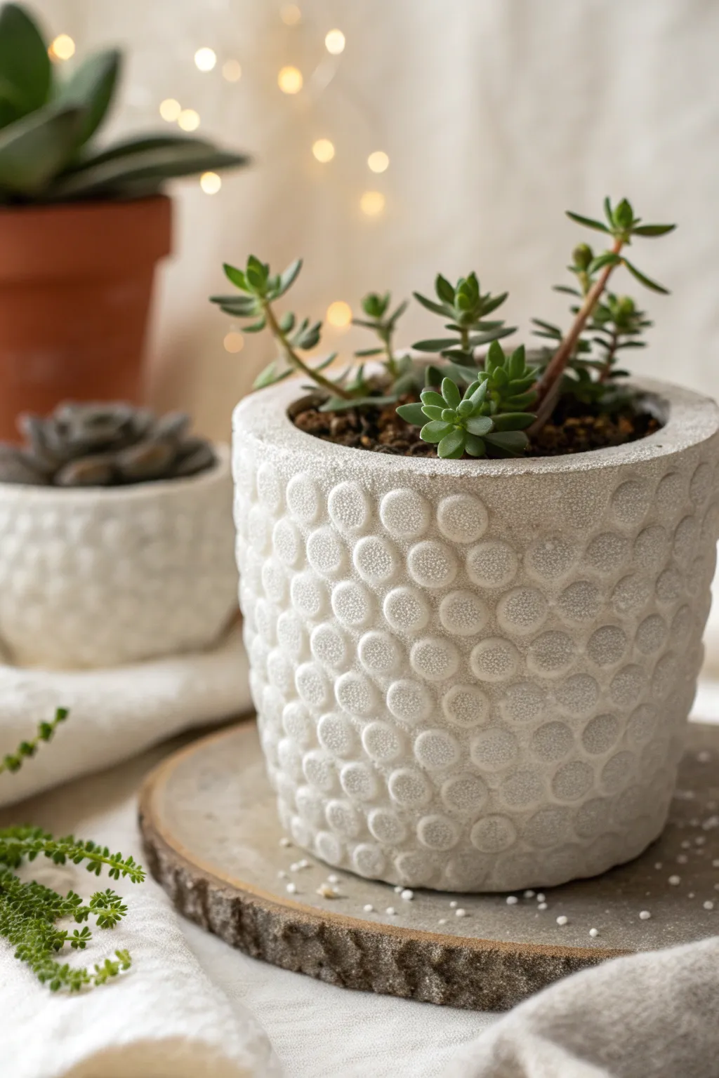 Add a touch of texture to your garden with bubble wrap-inspired hypertufa designs. Perfect for those who love a blend of minimalism and boho flair.