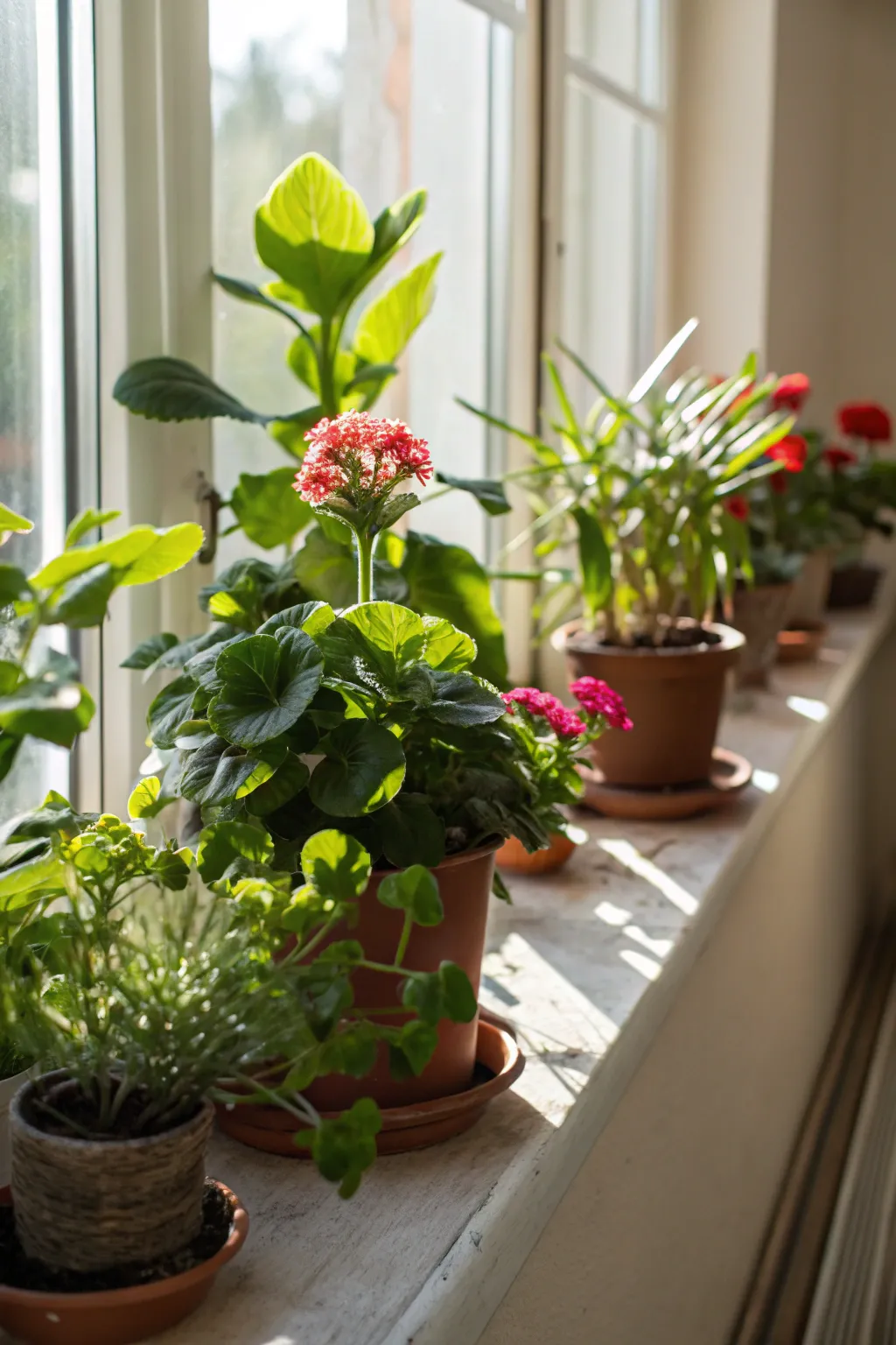 Utilize window sills for light-loving plants.