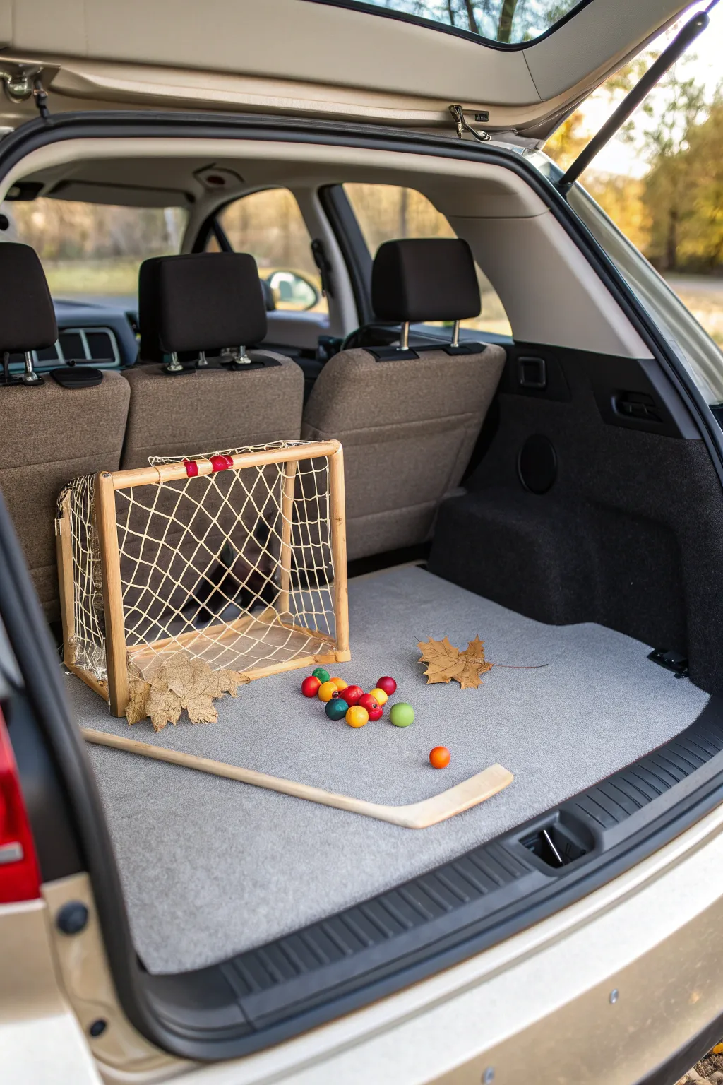 Score sweet goals at this charming trunk hockey rink!