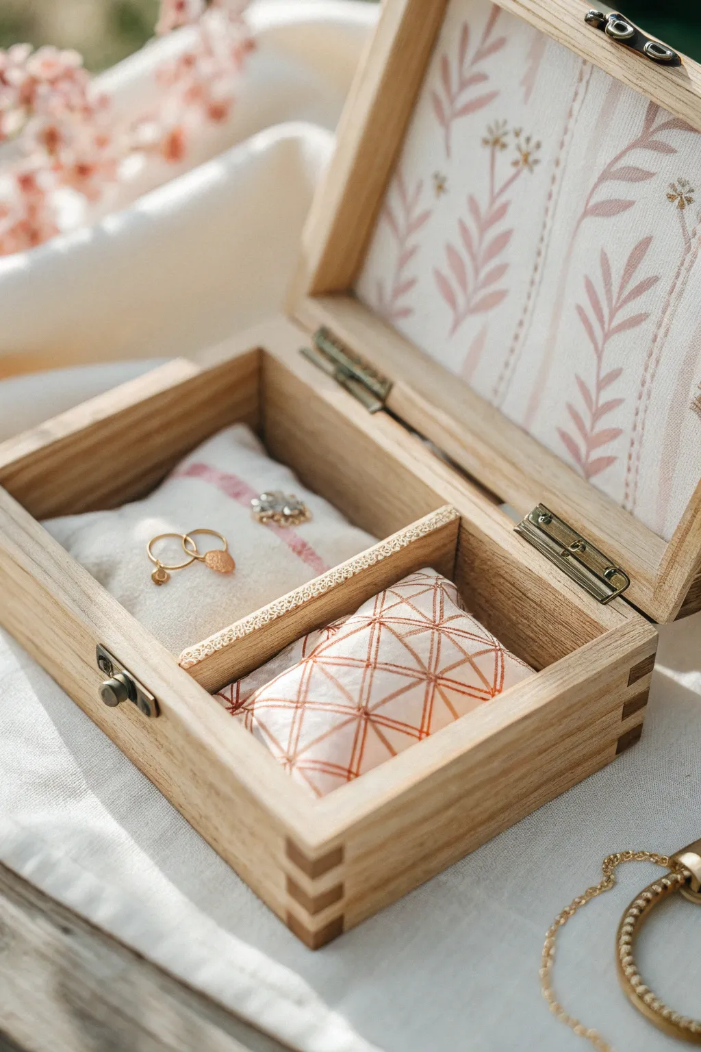 Transform your jewelry box into a luxurious haven with a touch of fabric elegance.