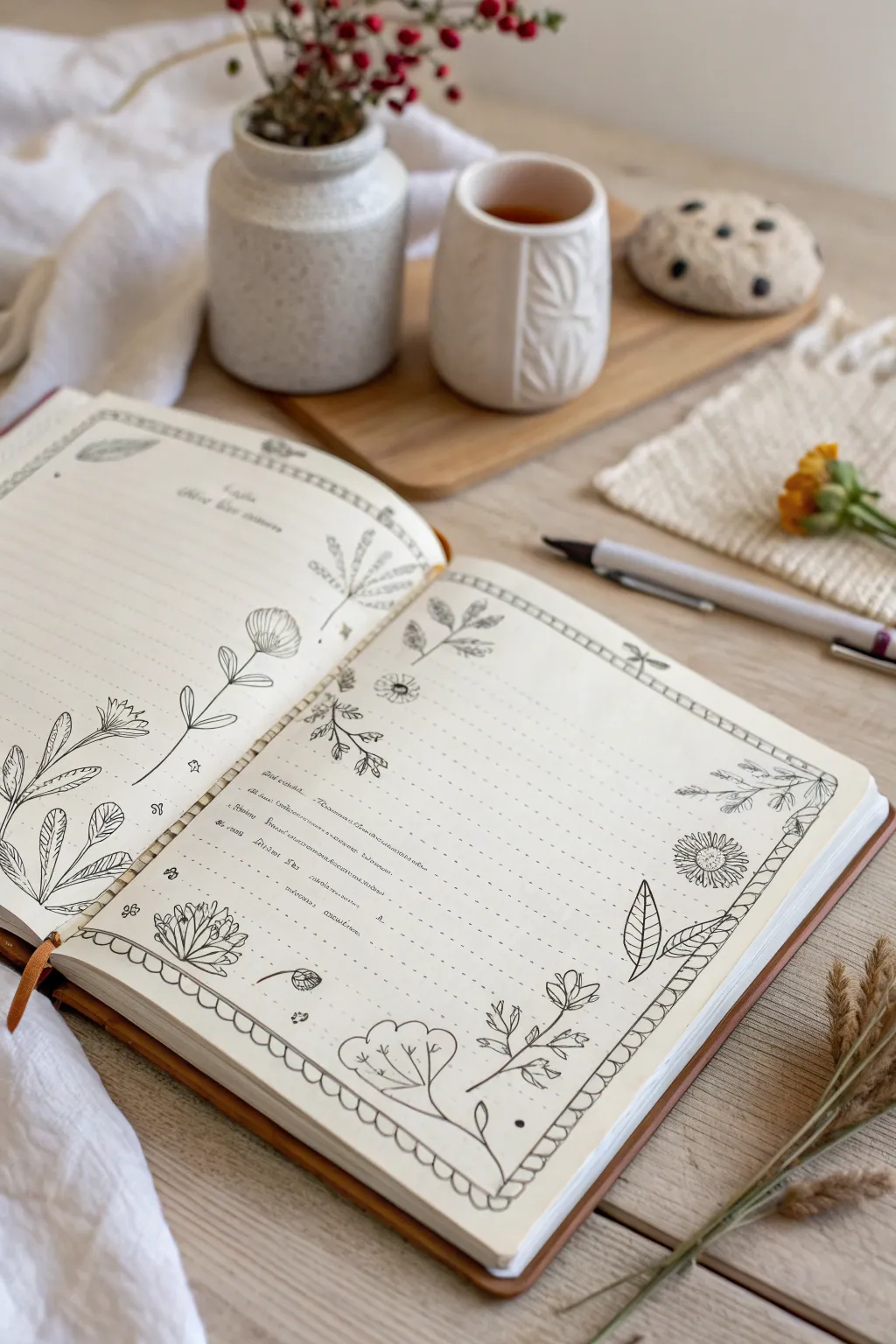Embrace the charm of simplicity with whimsical doodle borders in your junk journal.