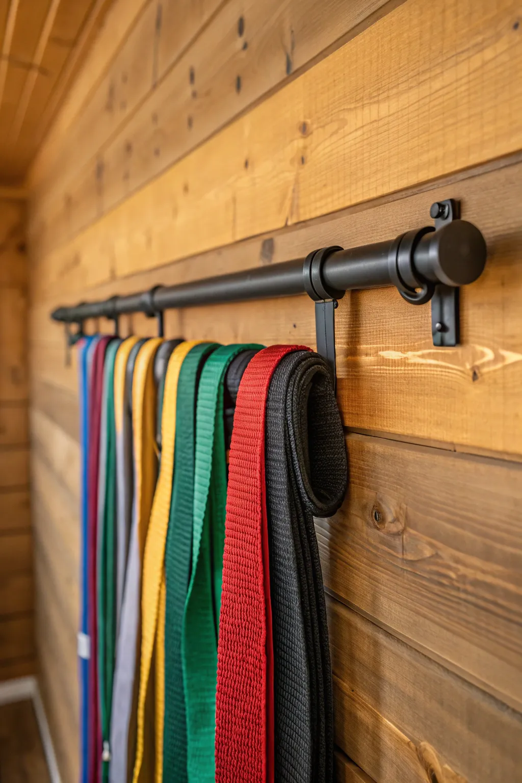 Transform your karate belt collection into art with this stylish curtain rod display.
