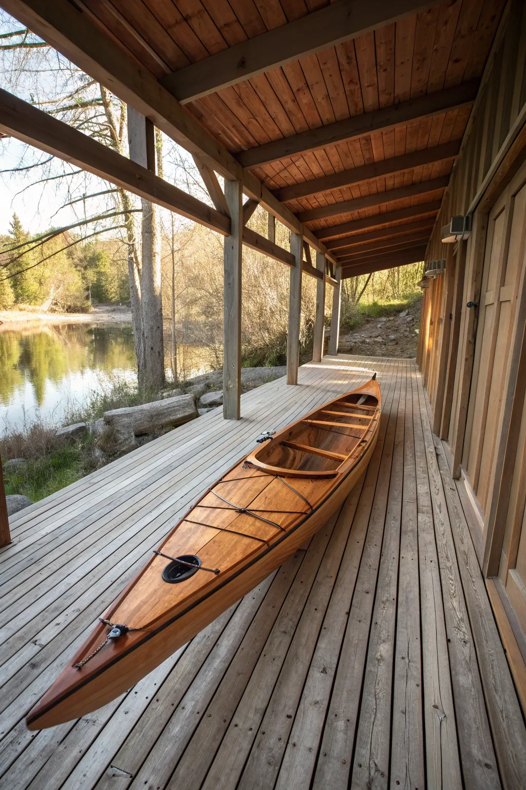 Maximize your deck's potential with stylish under-deck kayak storage.