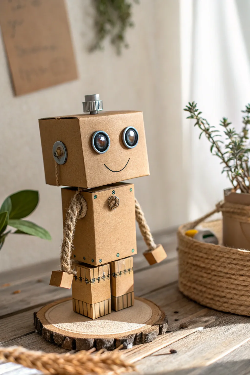 Transform leftover boxes into a delightful, goofy robot friend with this fun kids' craft idea!