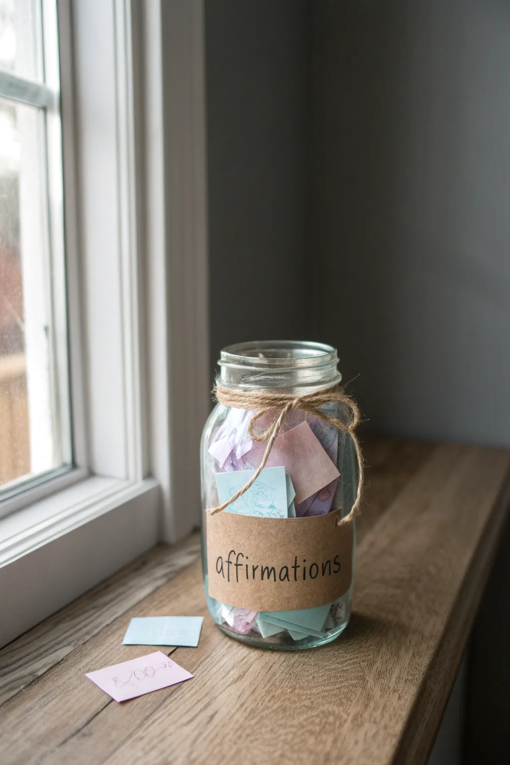 Start every day with a note of kindness from your personal affirmation jar. #DailyInspiration #MinimalistBoho