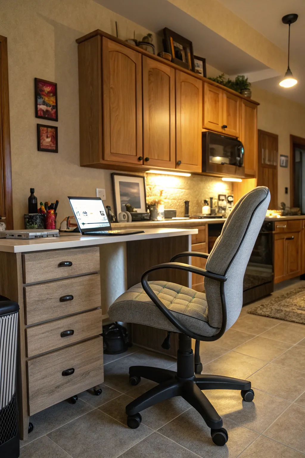 An ergonomic setup ensures comfort and productivity.