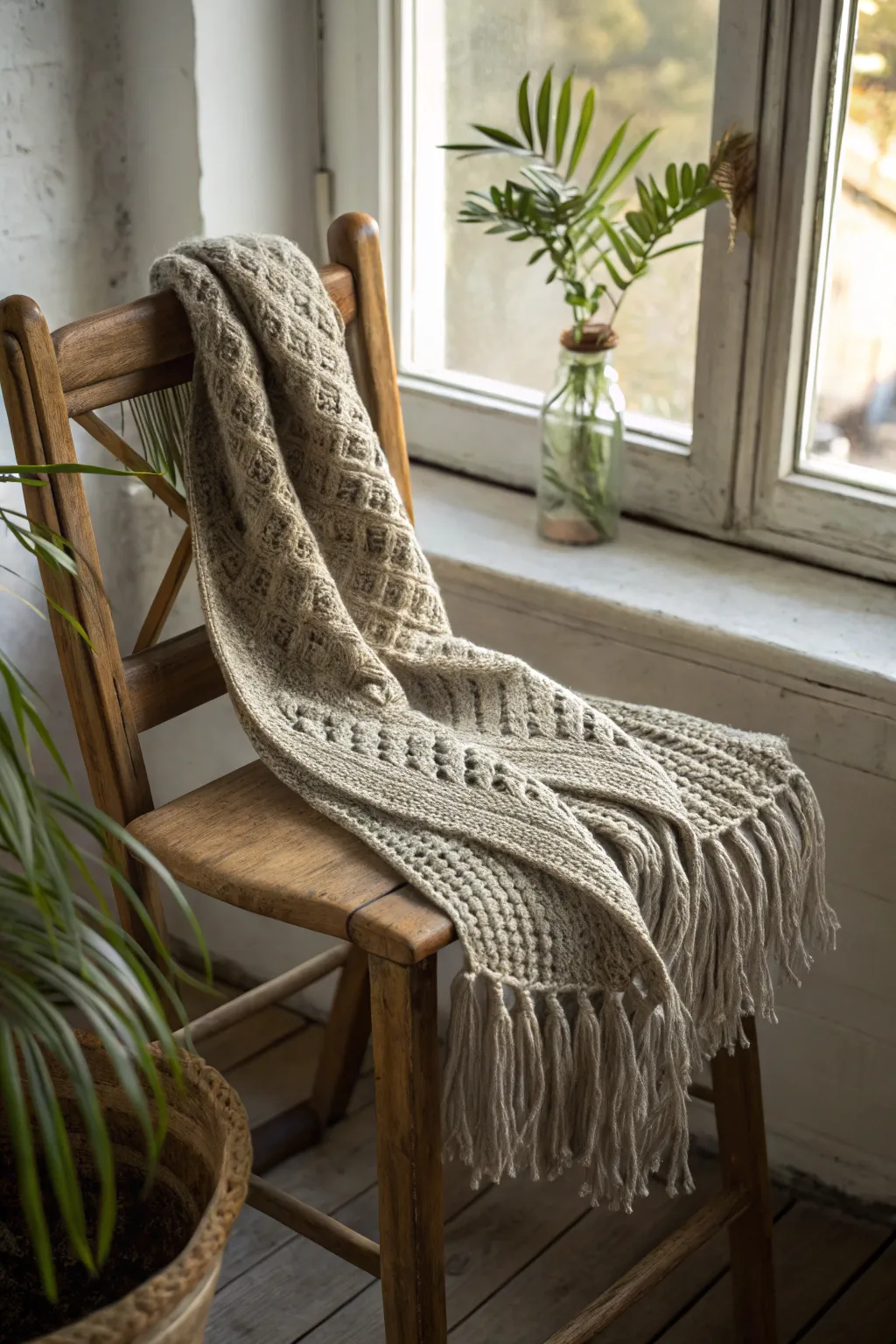 Embrace the playful elegance of a fringe-tastic scarf, where boho meets minimalist charm!