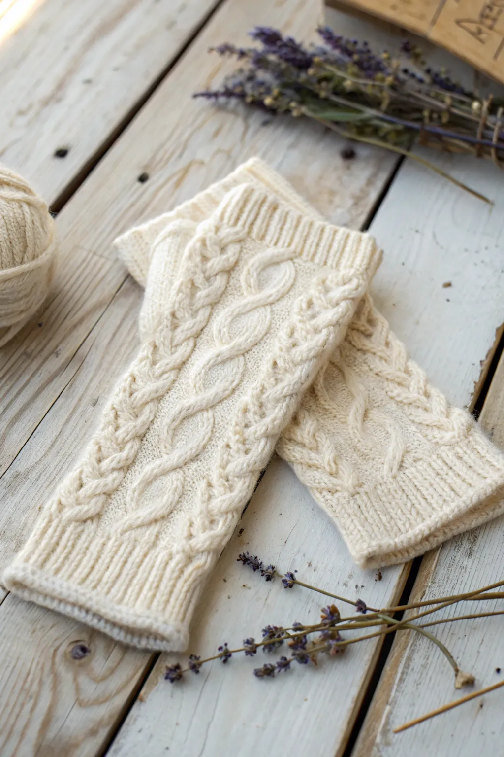 Warmth meets style: Embrace the cozy elegance of hand-knitted fingerless gloves.