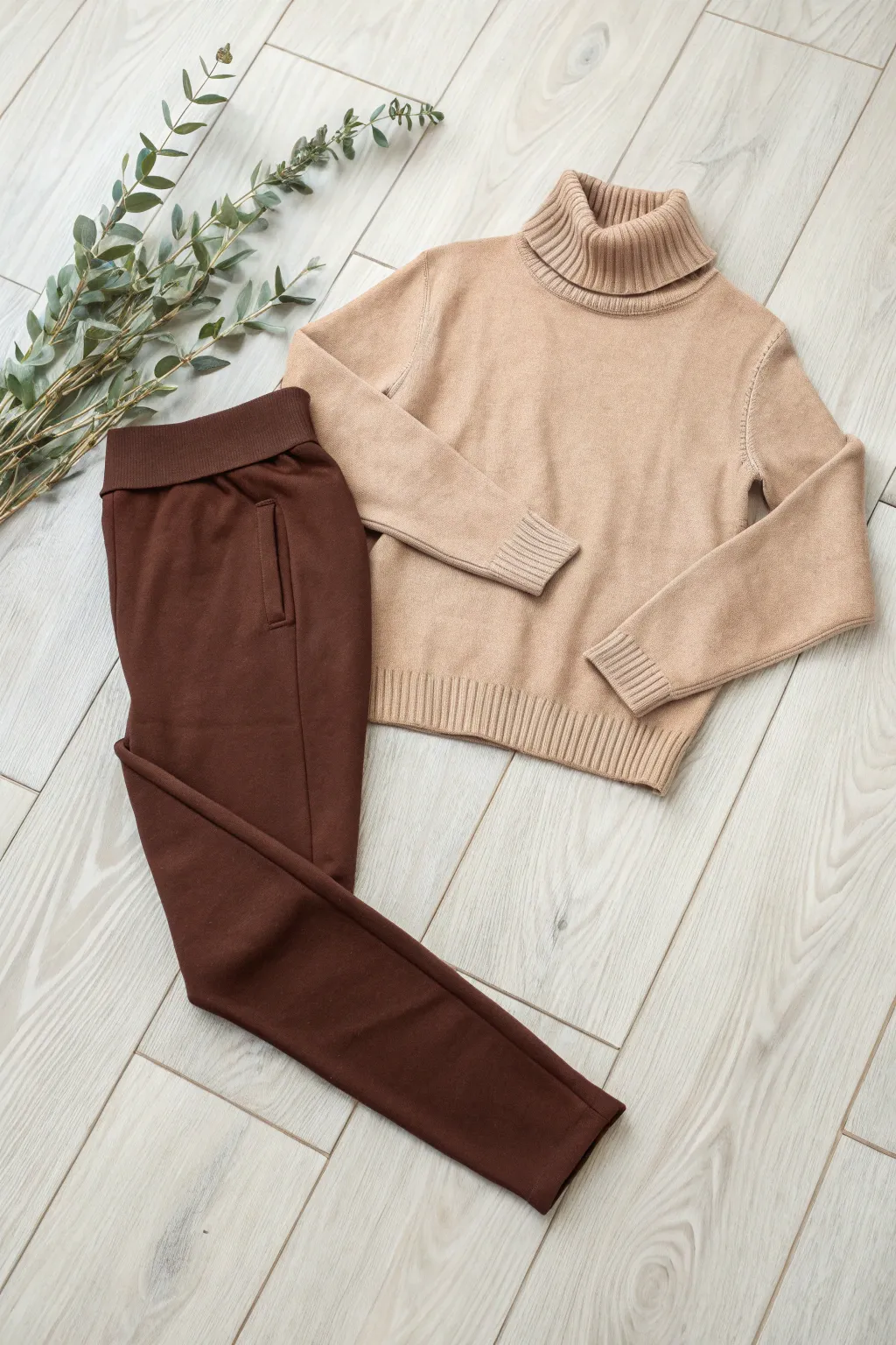 Effortless elegance: Create your own cozy deer-inspired look with this neutral tone outfit.
