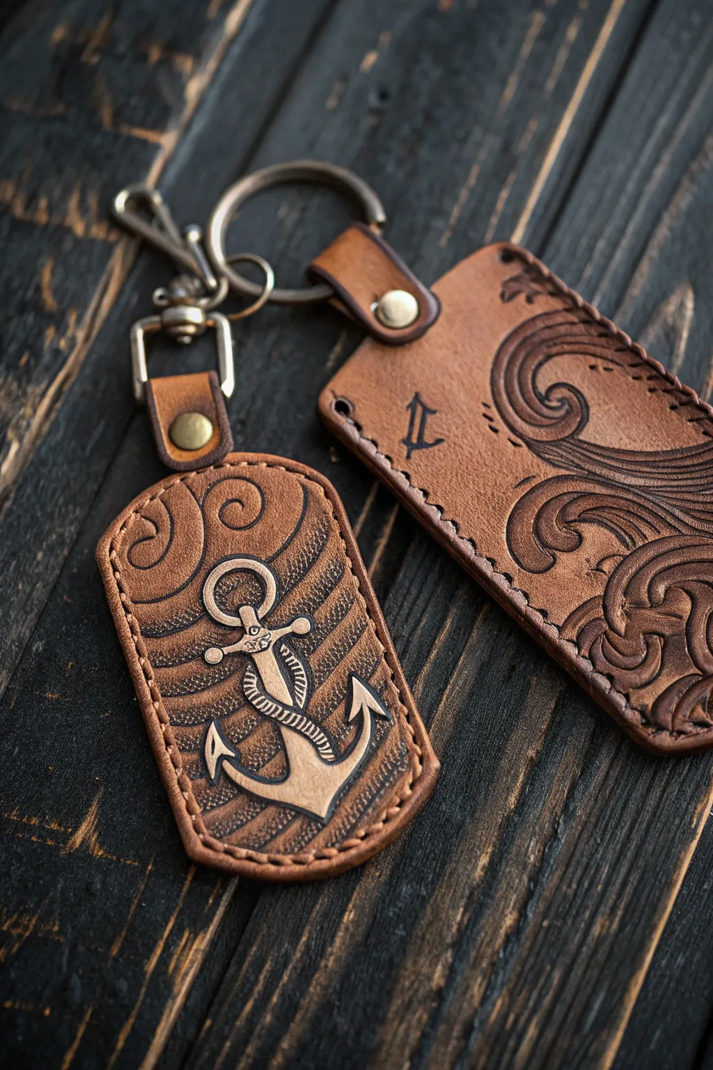 Nautical elegance in your pocket: Discover the art of themed leather keychains.