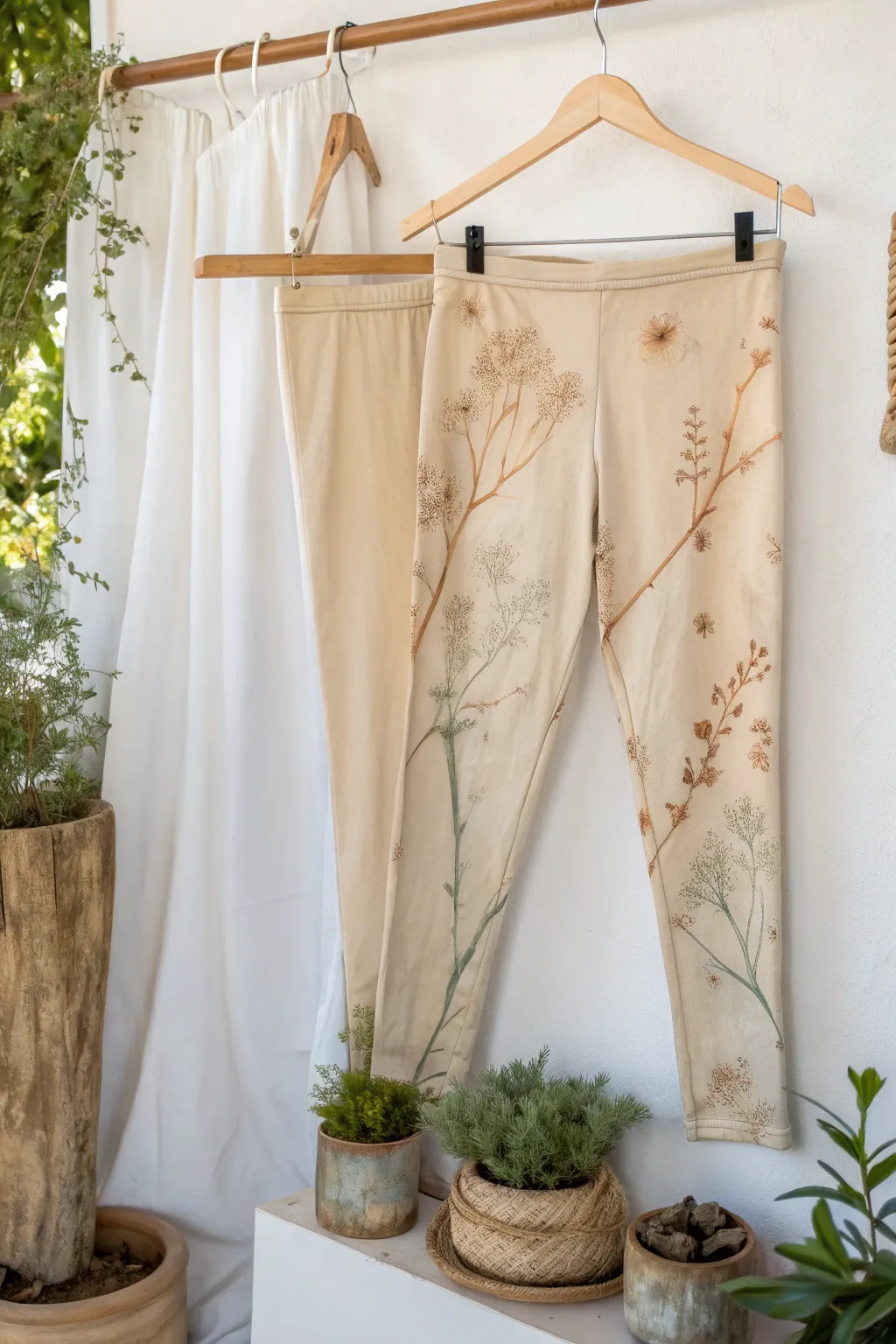 Embrace sustainable style with eco-chic leggings that celebrate simplicity and natural beauty.