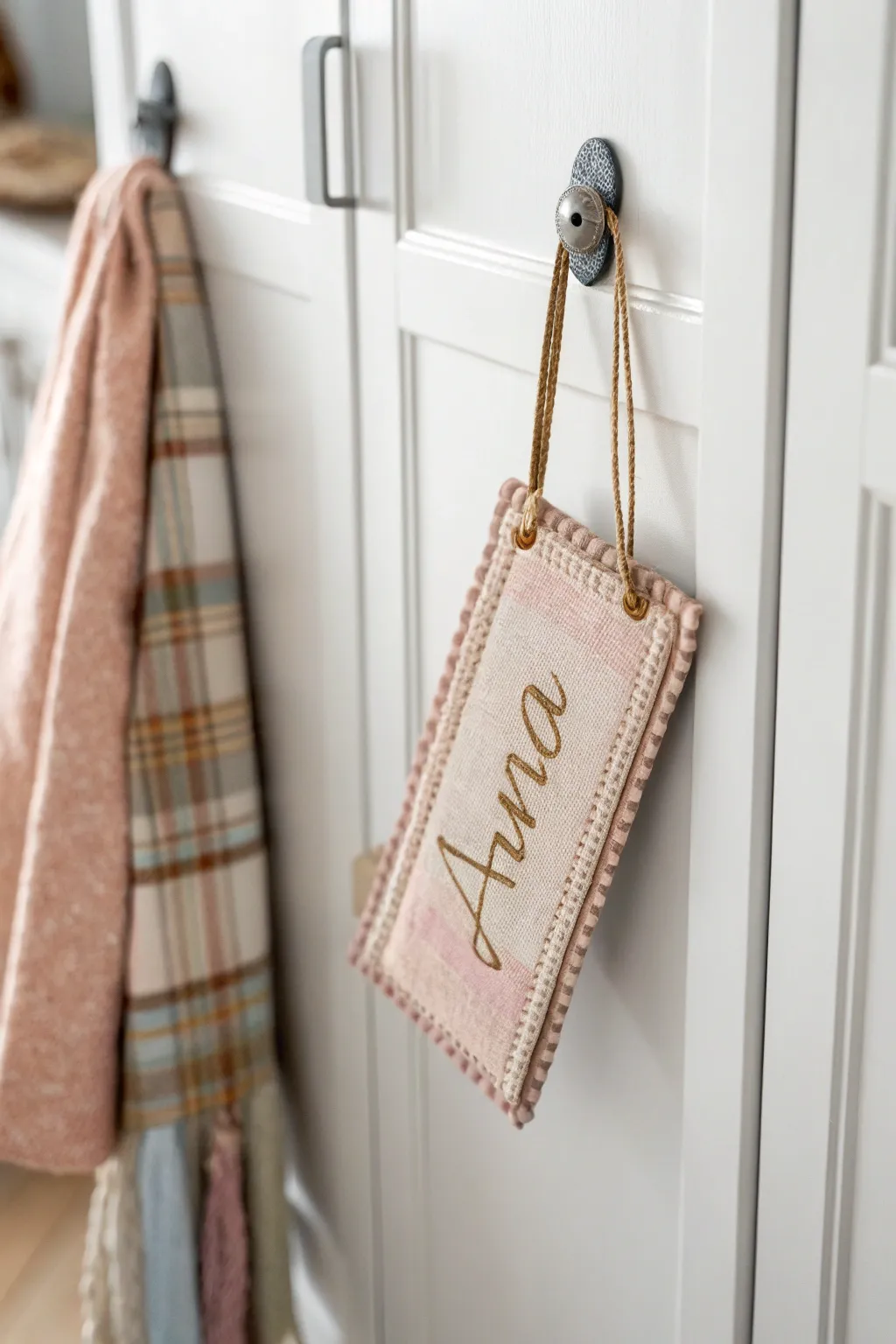 Transform your space with cozy, handcrafted flair: DIY plaid fabric name tags for a personal touch.