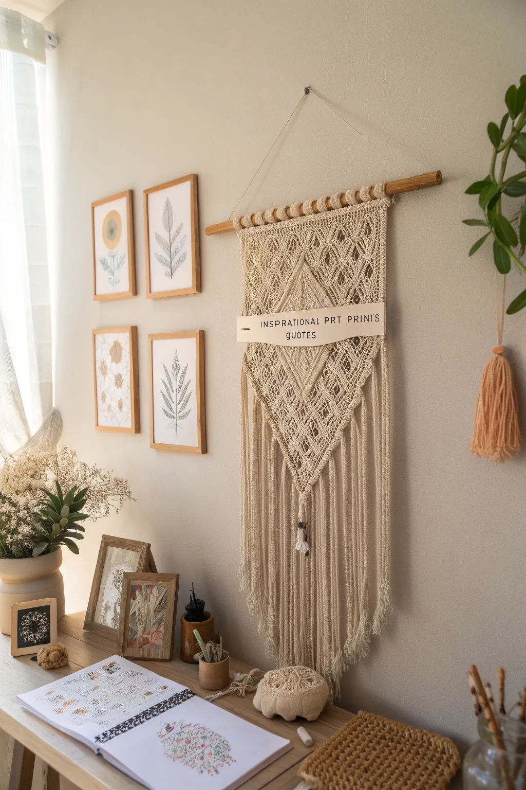 Elevate your creative space with inspiring art and the timeless beauty of macrame.