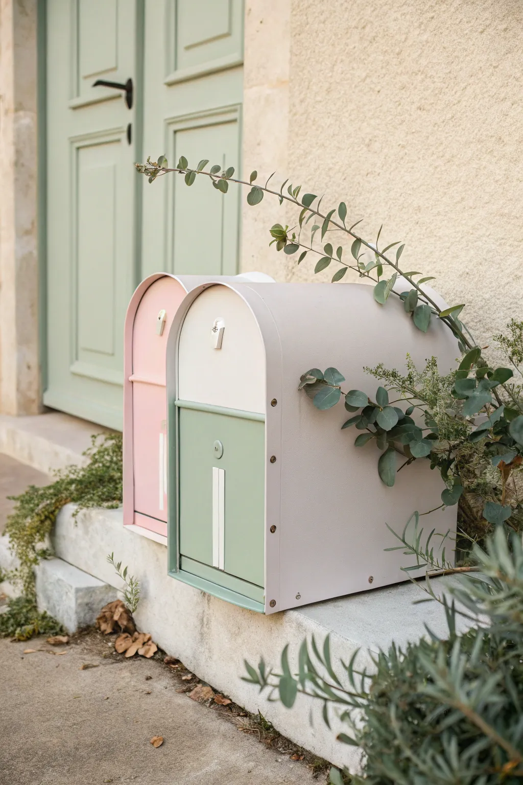 Elevate your curb appeal with minimalist color blocks for a chic and modern mailbox design.