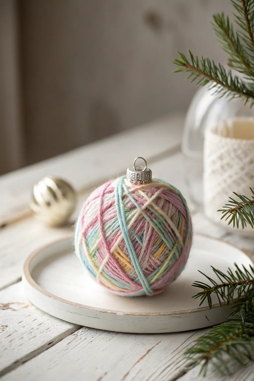 Add a touch of warmth to your holiday decor with these charming yarn-wrapped baubles, perfect for a cozy and creative Christmas tree.