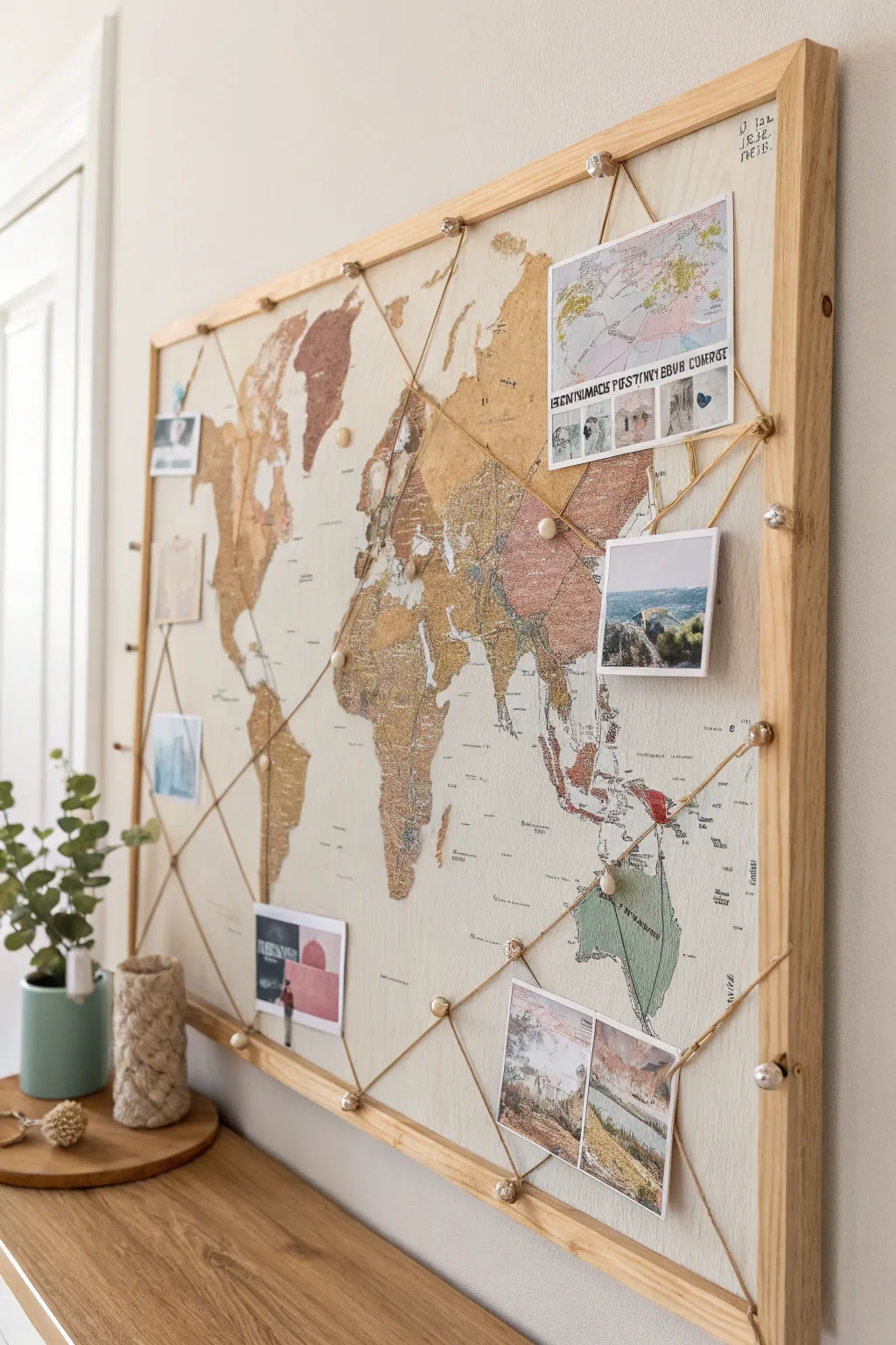 Track your adventures in style with this stunning 'Where in the World?' bulletin board, blending minimalist design with a touch of boho charm.