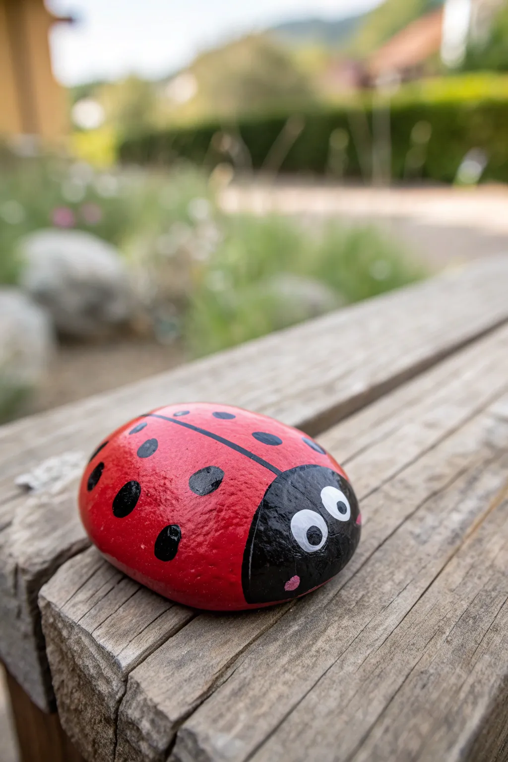 Add a whimsical touch to your garden with this charming ladybug rock art!
