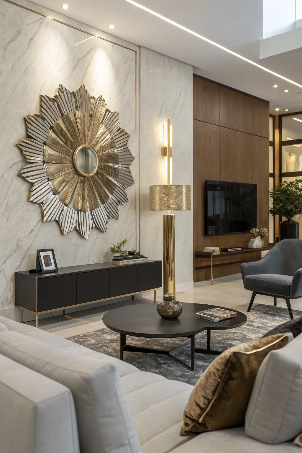 Metallic accents add a luxurious touch to decor.