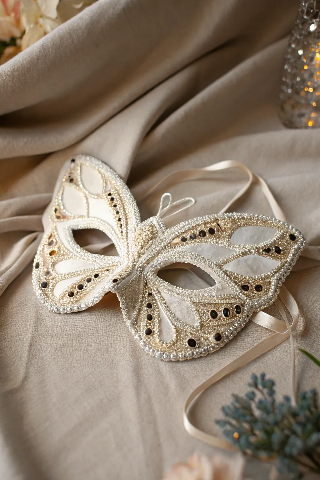 Add a touch of sparkle to your project with this enchanting sequined butterfly mask!