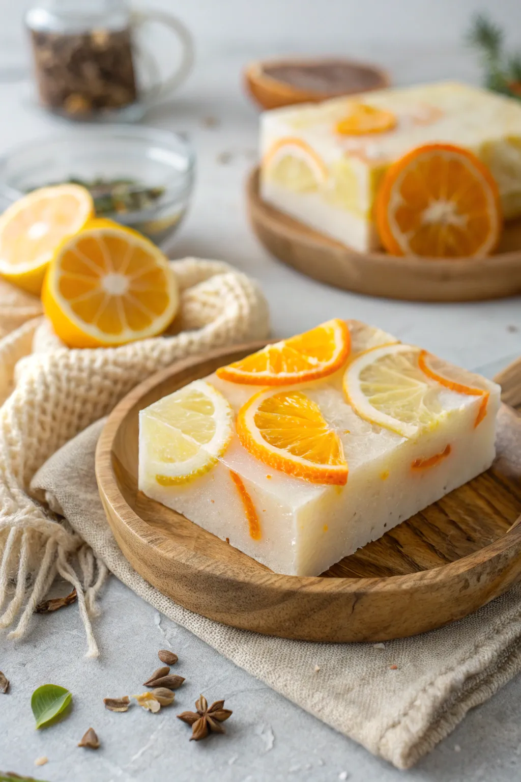 Brighten your day with the refreshing zest of citrus-infused soap, where minimalism meets natural beauty.