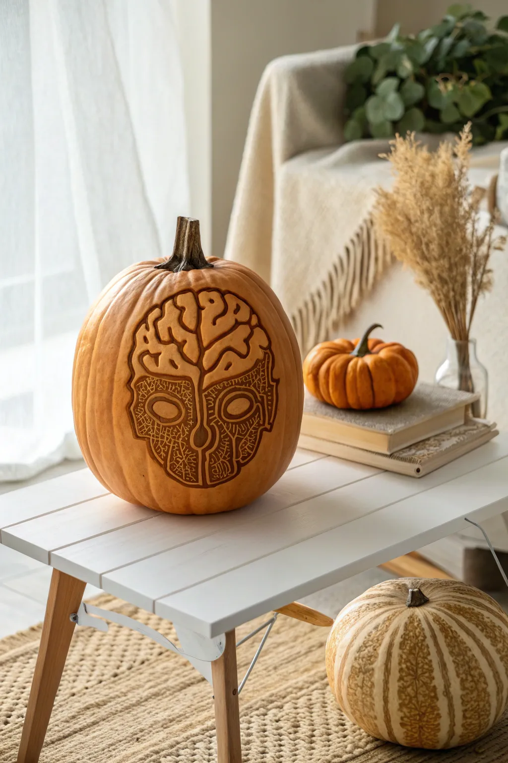 Expand your Halloween creativity with this mind-blowing Expanding Brain pumpkin carving! 🎃🧠 #PumpkinArt #ScandiBohoStyle