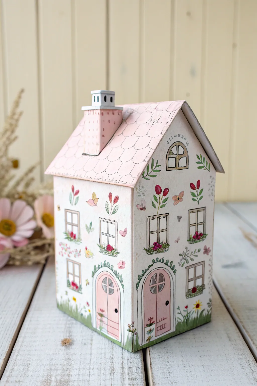 Transform a simple milk carton into a charming miniature house with Scandinavian flair.