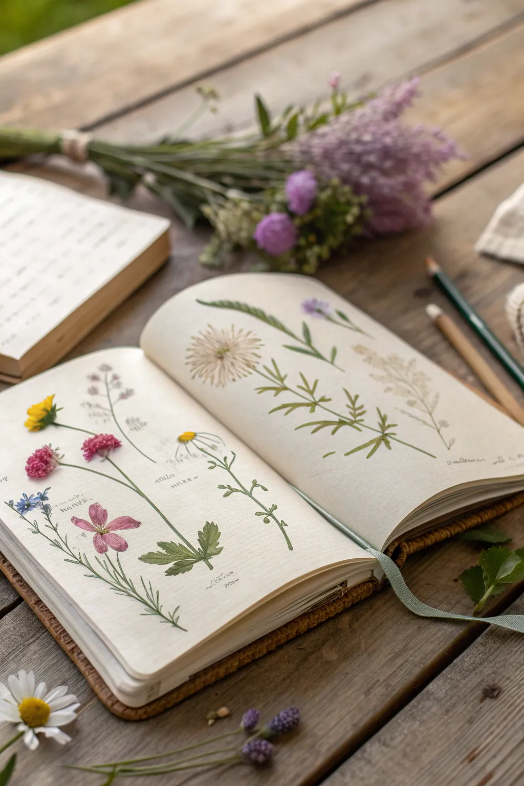 Capture the essence of your garden's beauty in a minimalist botanical art journal, where nature meets artistry.
