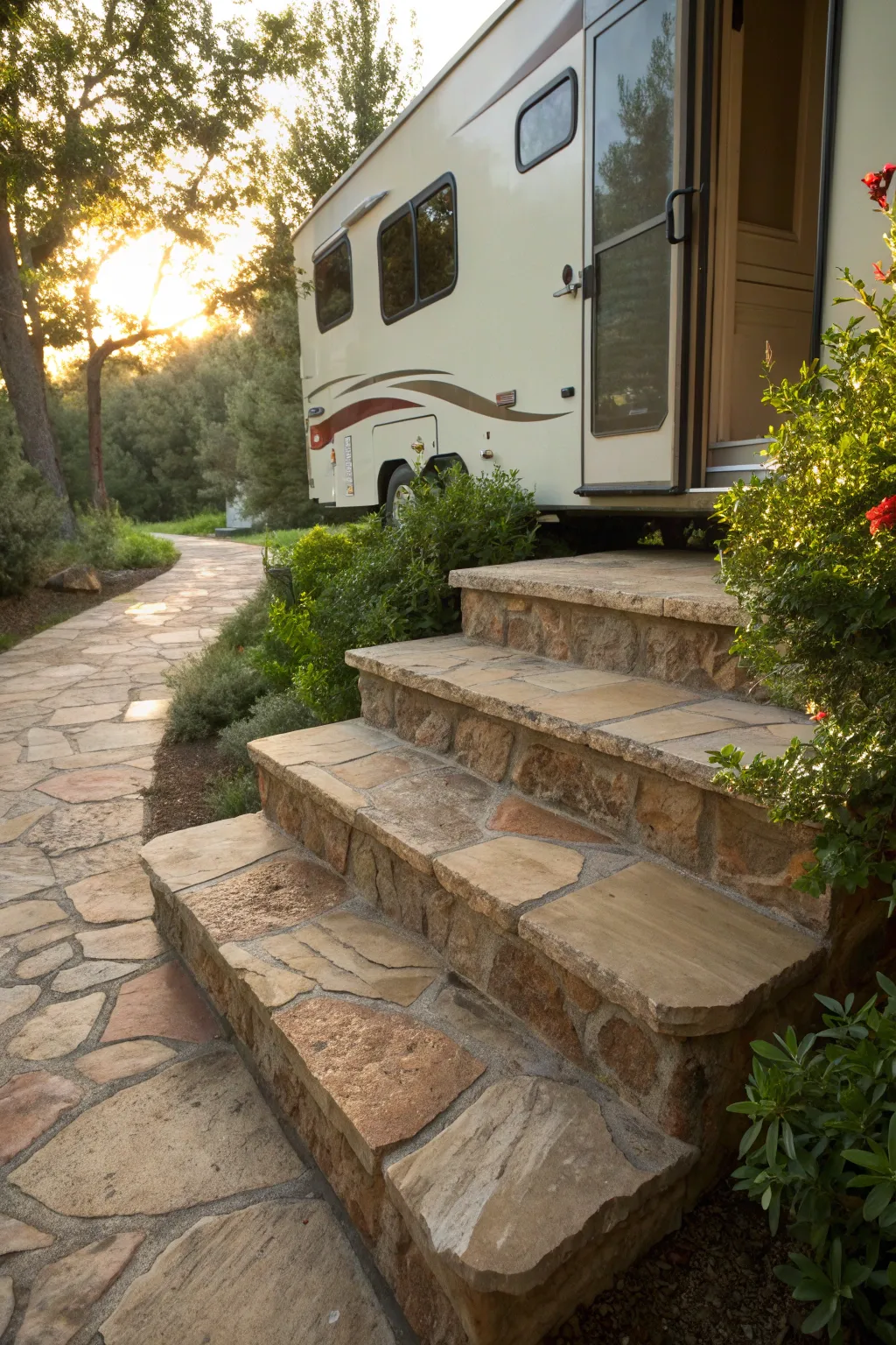 Step into nature's embrace with these exquisite stone steps.