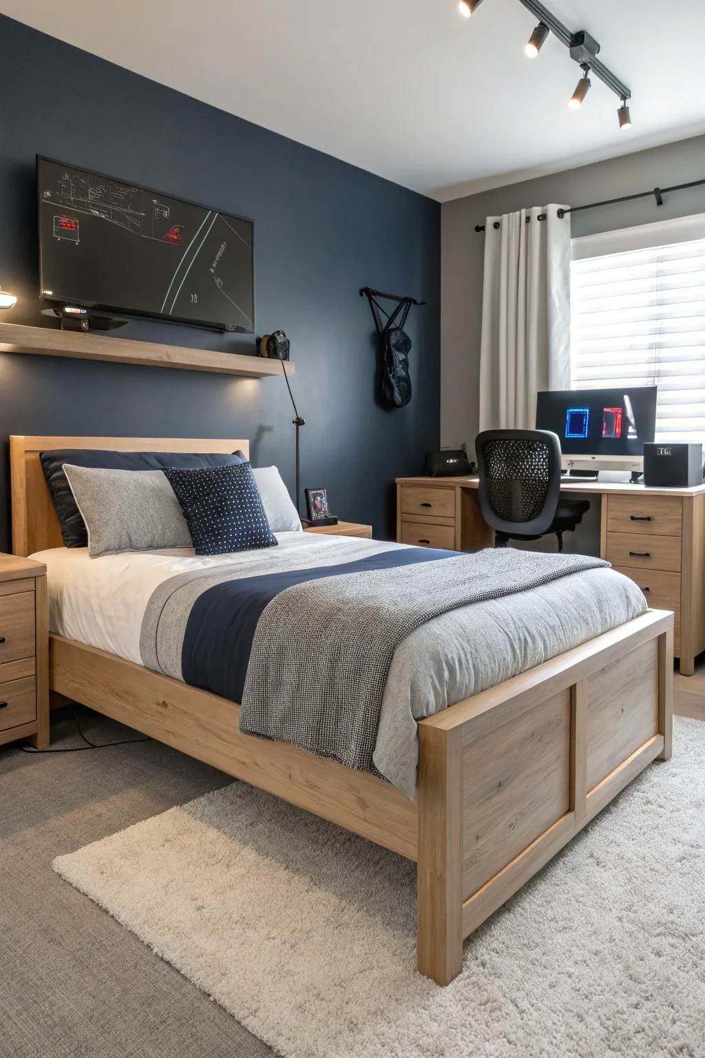 Simplicity at its finest—a minimalist bed design that complements any gaming setup.
