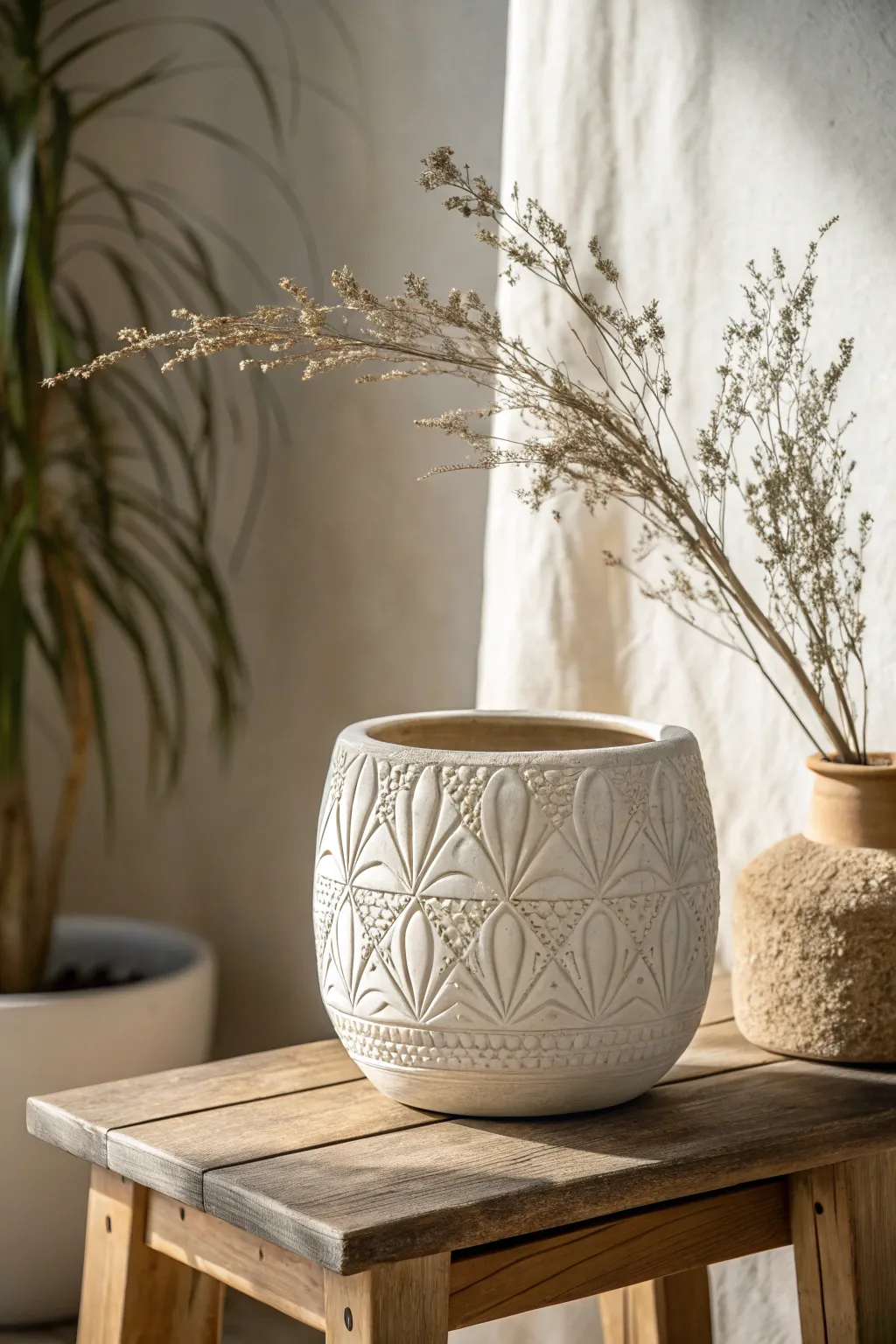 Explore the art of texture with this stunning Scandinavian-inspired ceramic pot.