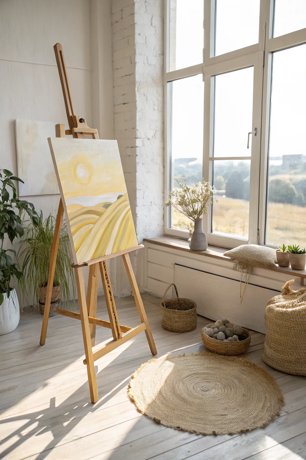Embrace the warmth of endless fields with every brushstroke in golden hues.