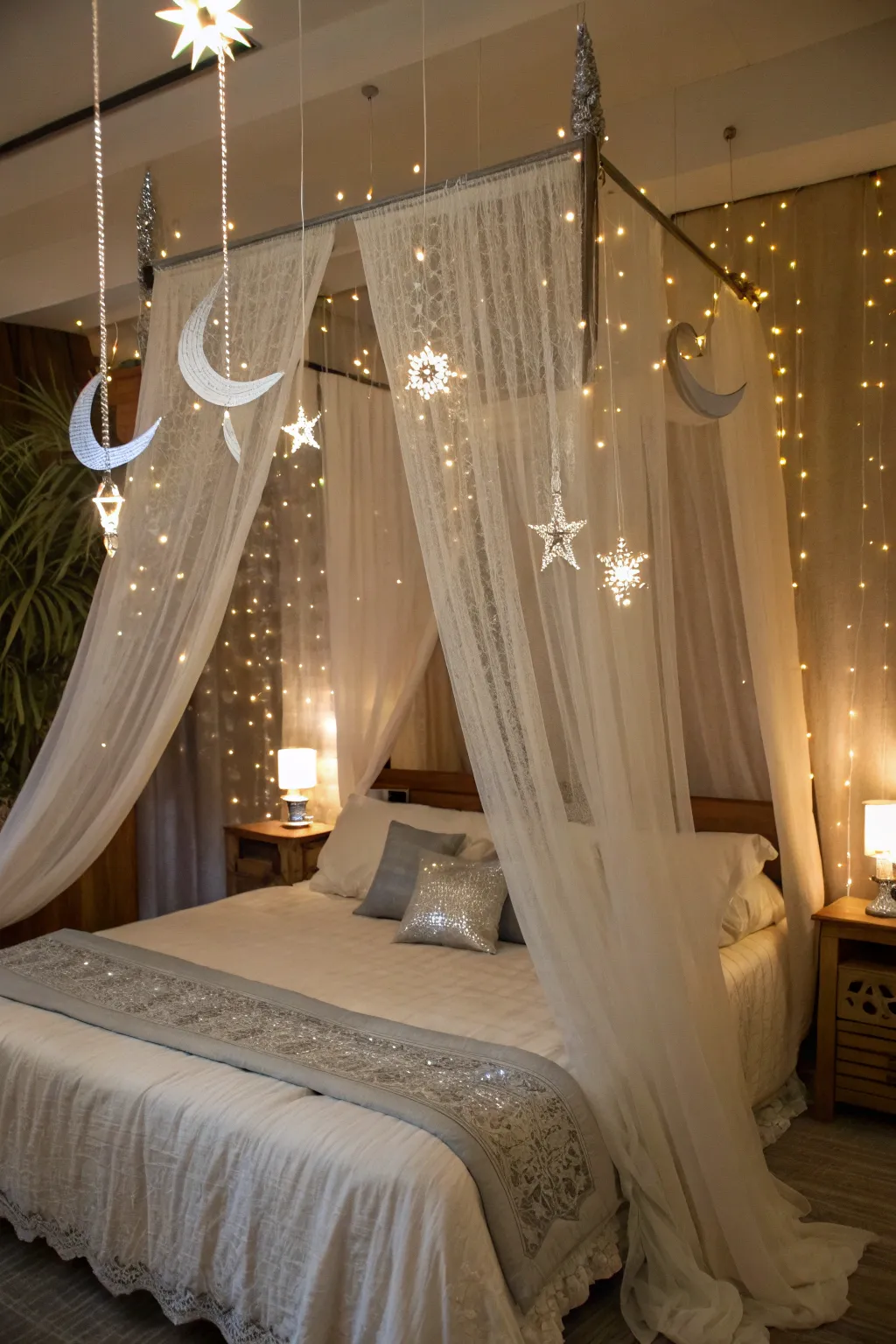Sheer canopies create a dreamy, ethereal sleep environment.