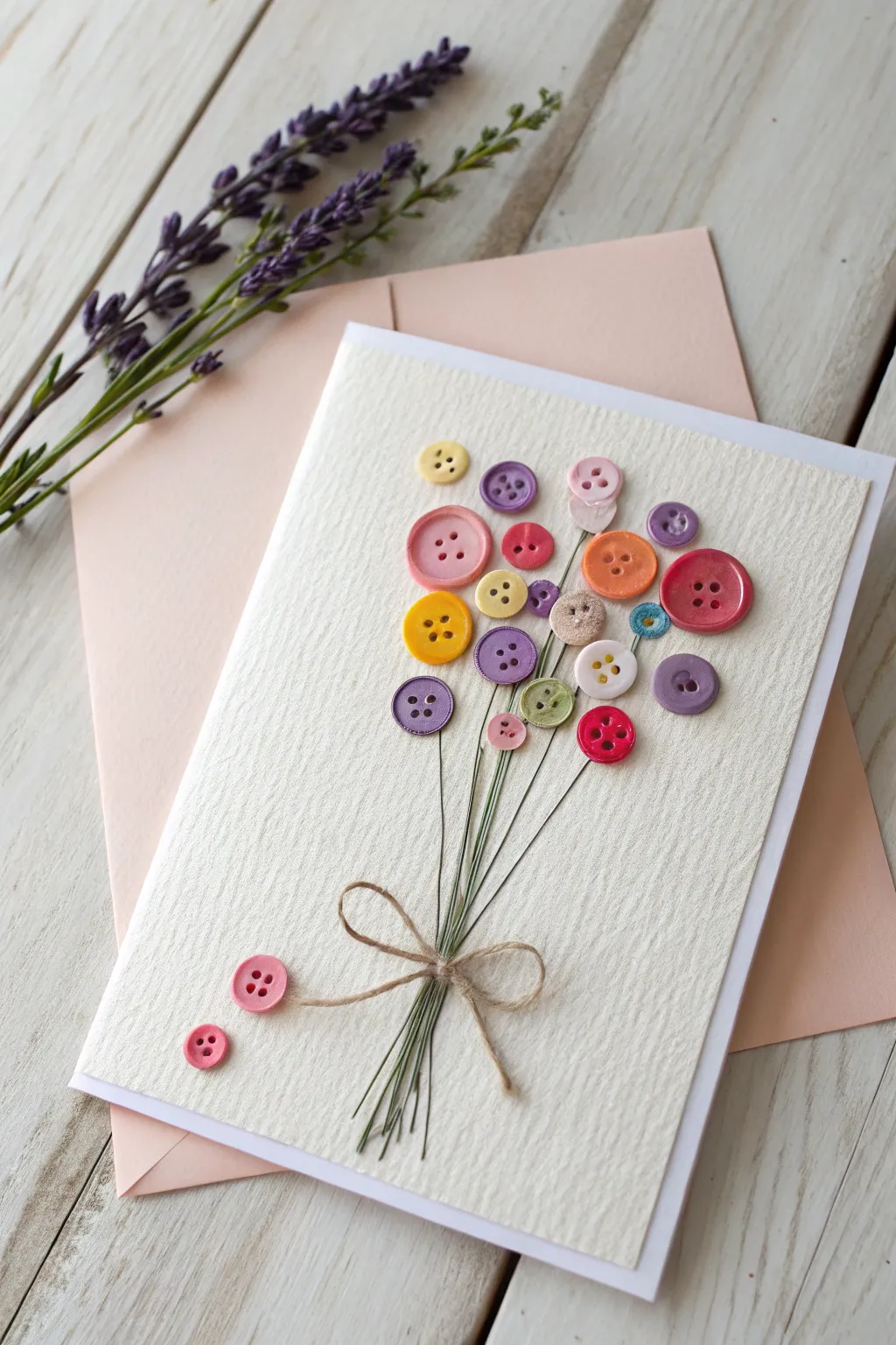Celebrate Mother's Day with a touch of whimsy and craftsmanship - a button bouquet card that embodies minimalist elegance.