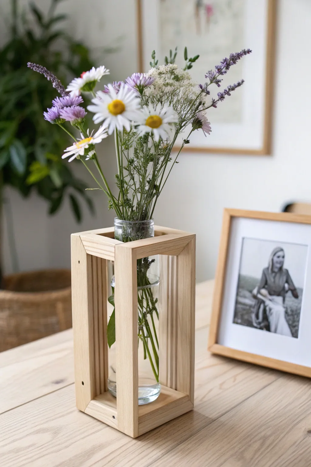 Celebrate motherhood with a charming picture frame vase—where memories and nature bloom together.