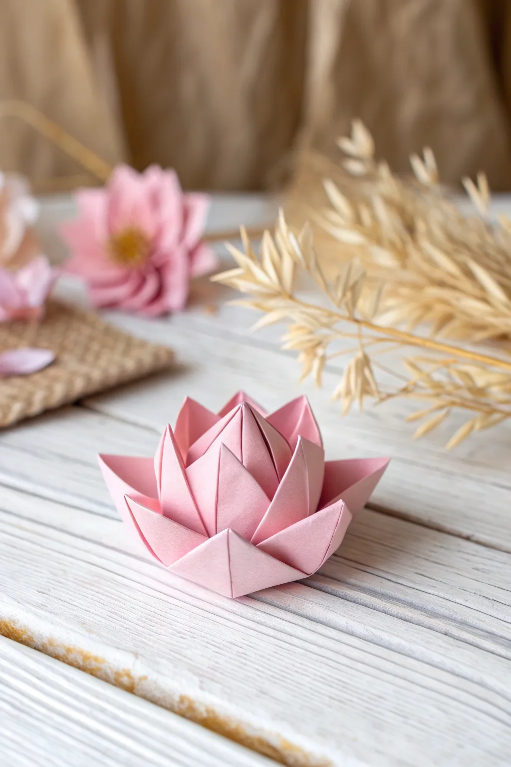 Delight in the simple beauty of handcrafted origami blossoms, perfect for a Mother's Day surprise.