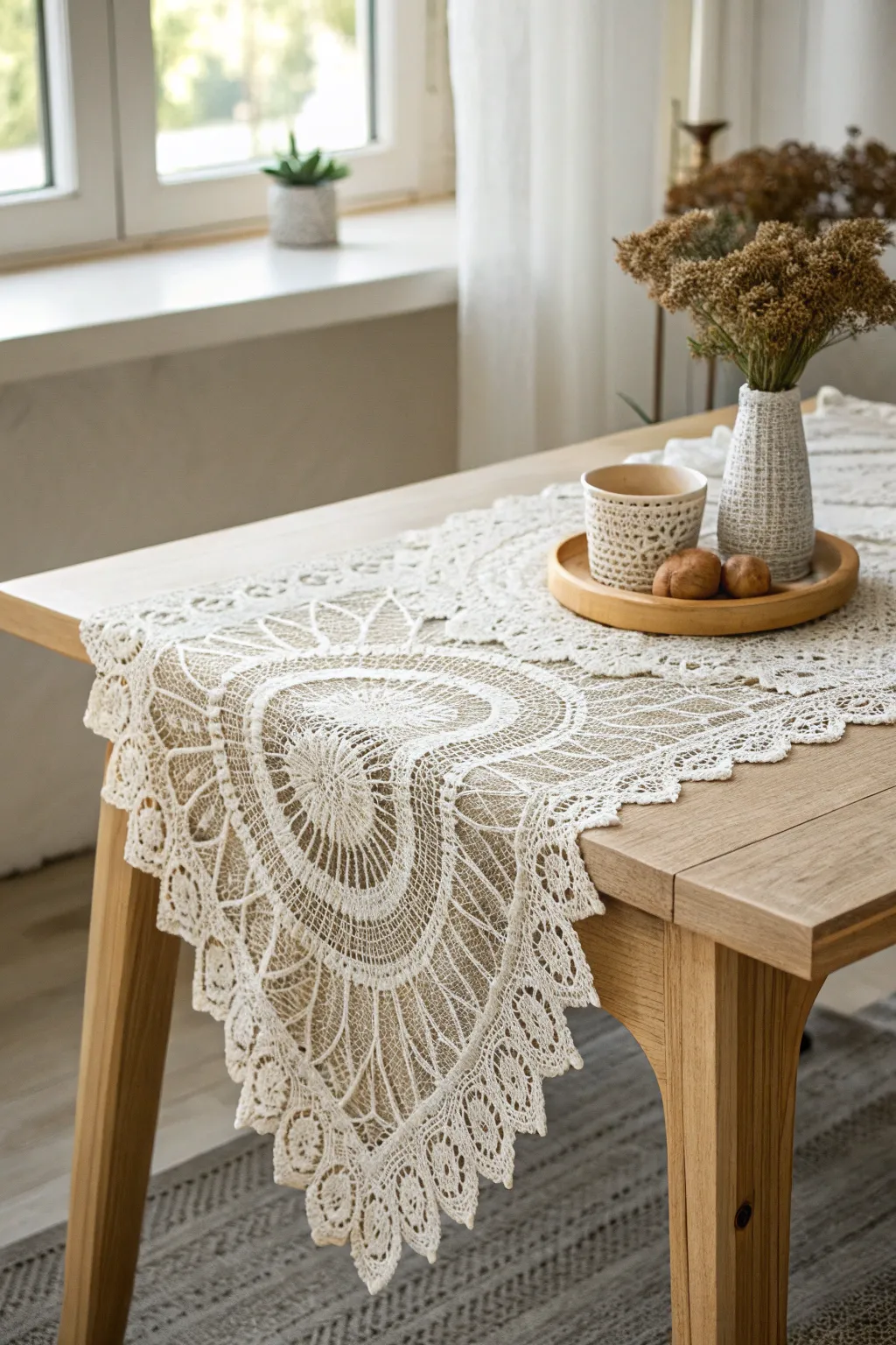 Embrace timeless elegance with lace pattern accents: a perfect blend of vintage charm and minimalist beauty.