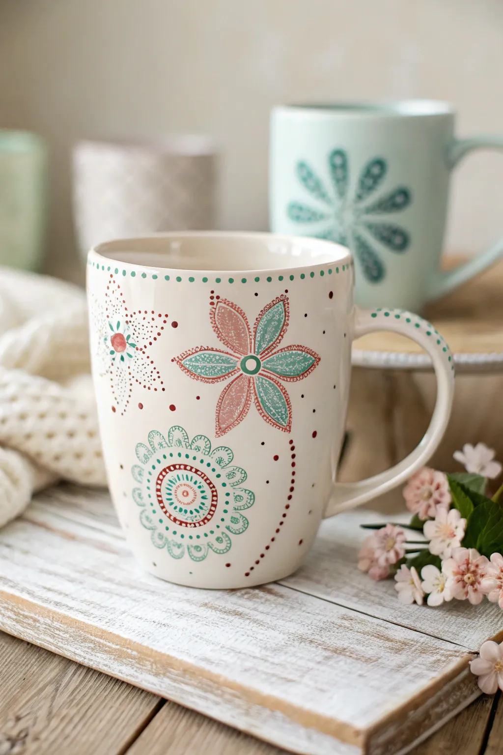 Discover the art of floral dot painting—where simplicity meets elegance in every sip.