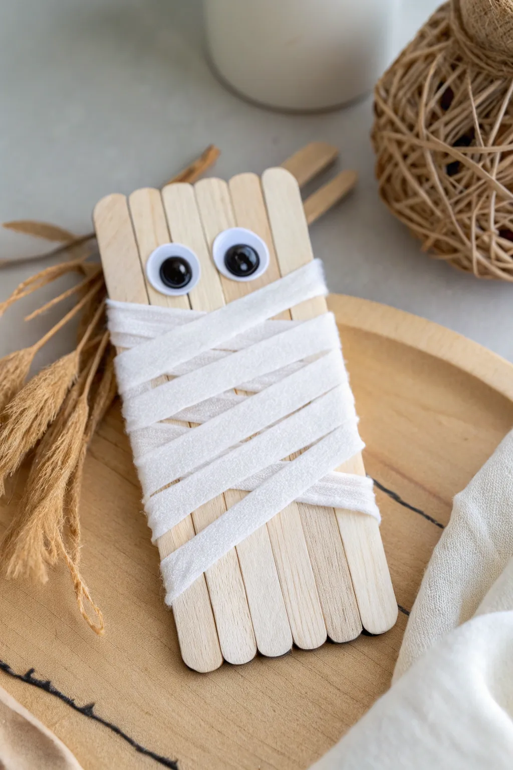 Craft a charming Halloween mummy with a minimalist twist!
