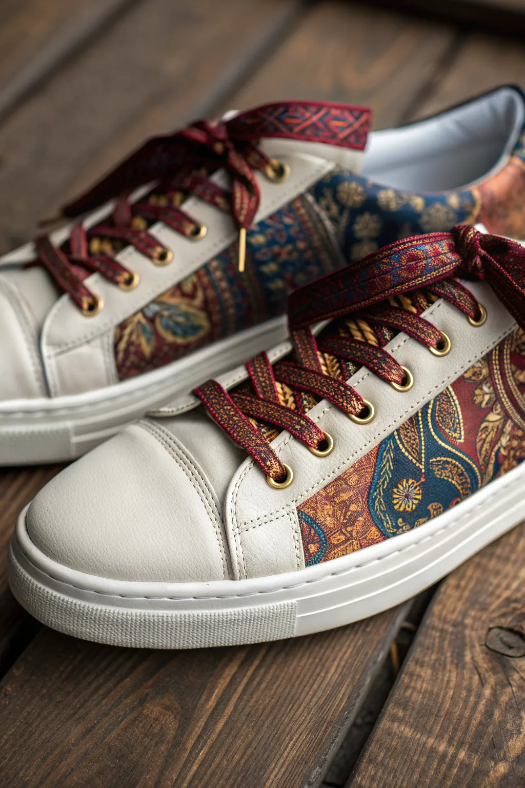 Elevate your style with bespoke silk shoelaces crafted from neckties — a touch of elegance for your sneakers.