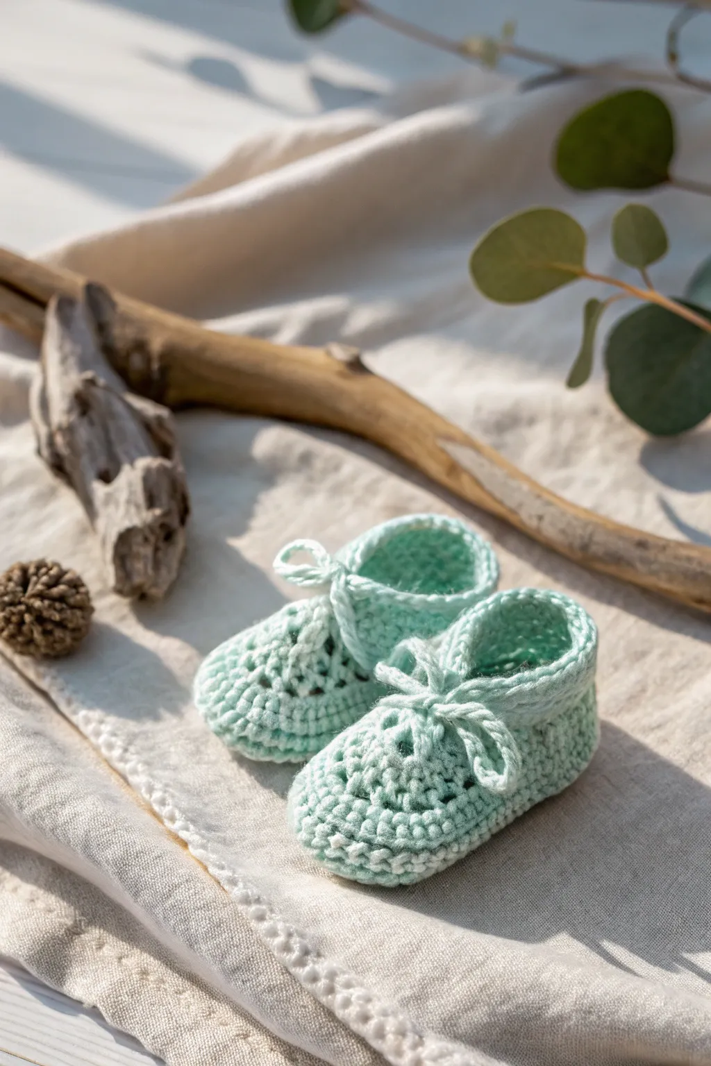 Tiny treasures crafted with love: Adorable baby booties to keep little feet cozy.