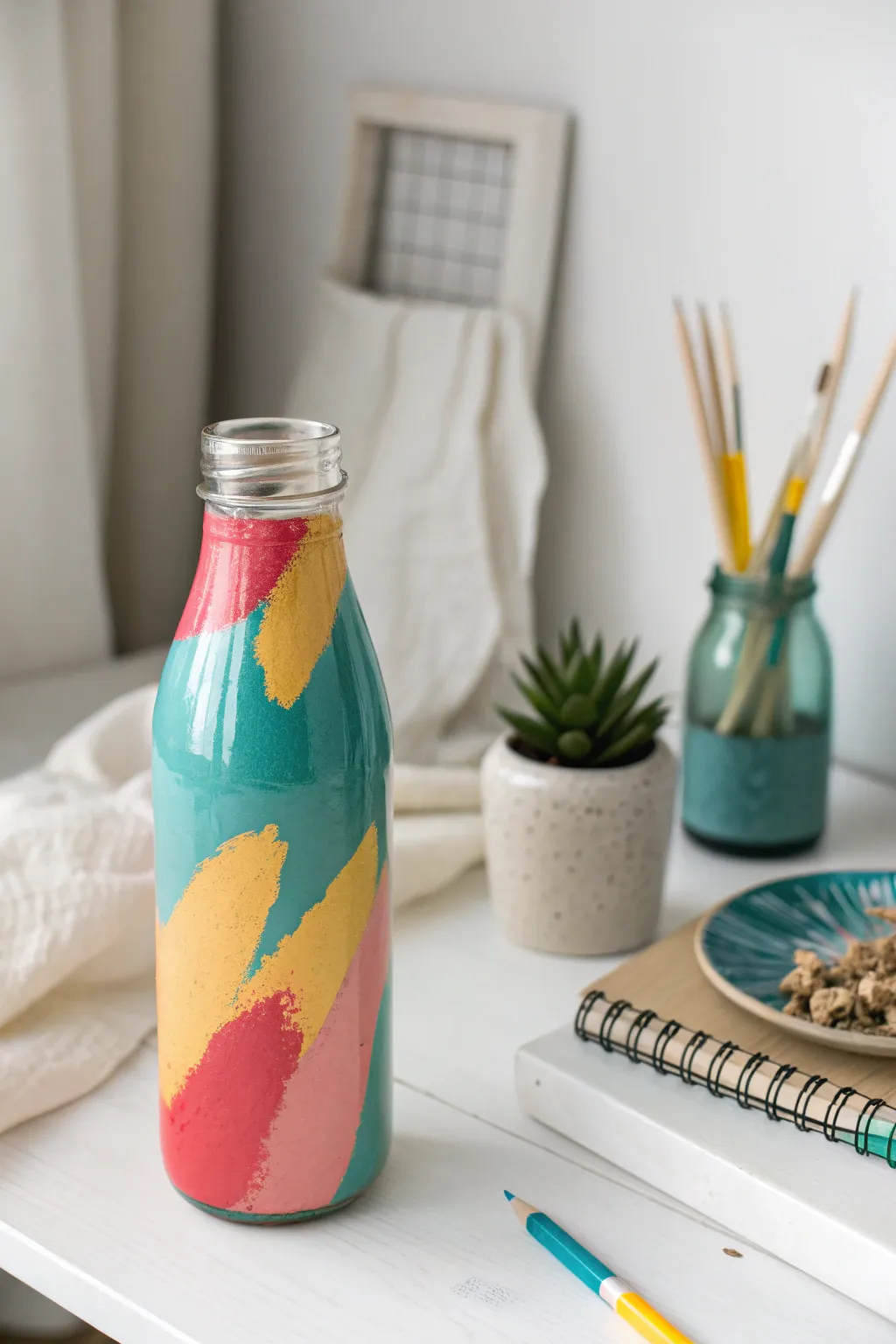 Transform vintage charm into colorful creativity with this bold craft supply holder!
