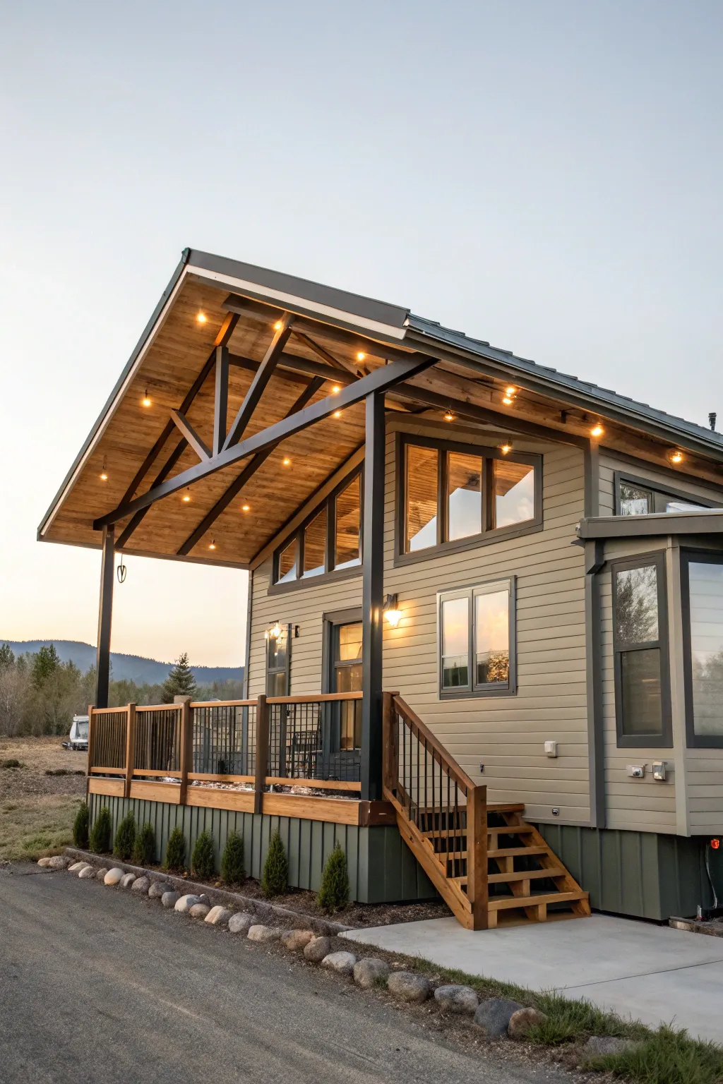 Elevate your mobile home living with a stunning raised roof design that combines elegance and functionality.