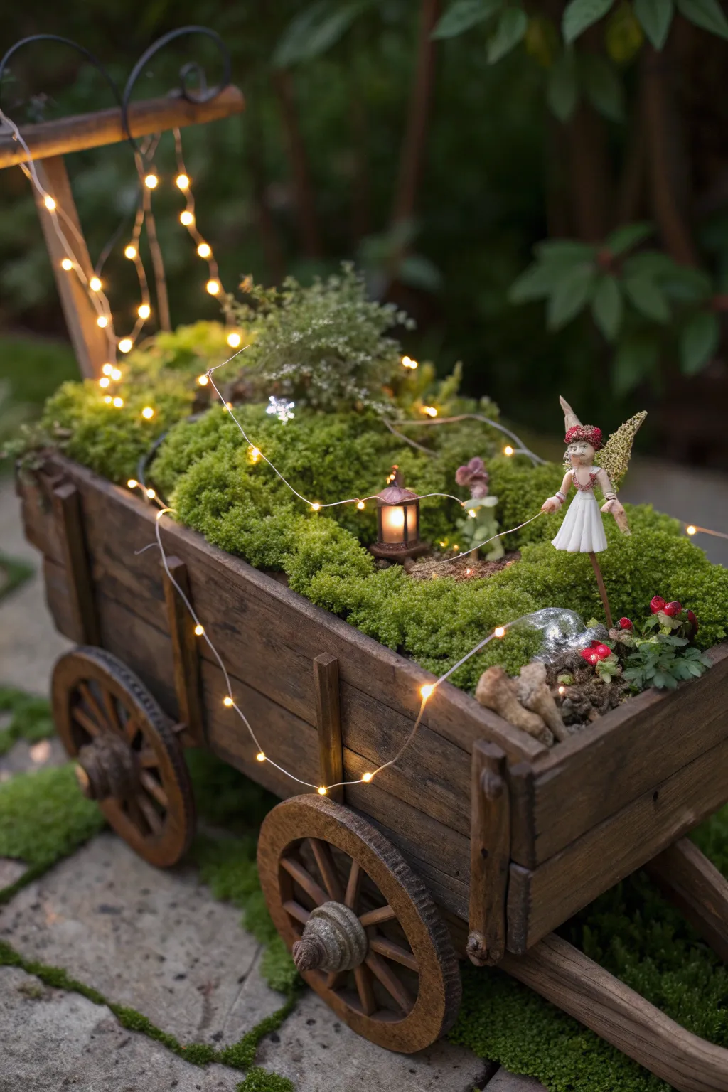 Step into a world of whimsy with this enchanting fairy garden wagon!