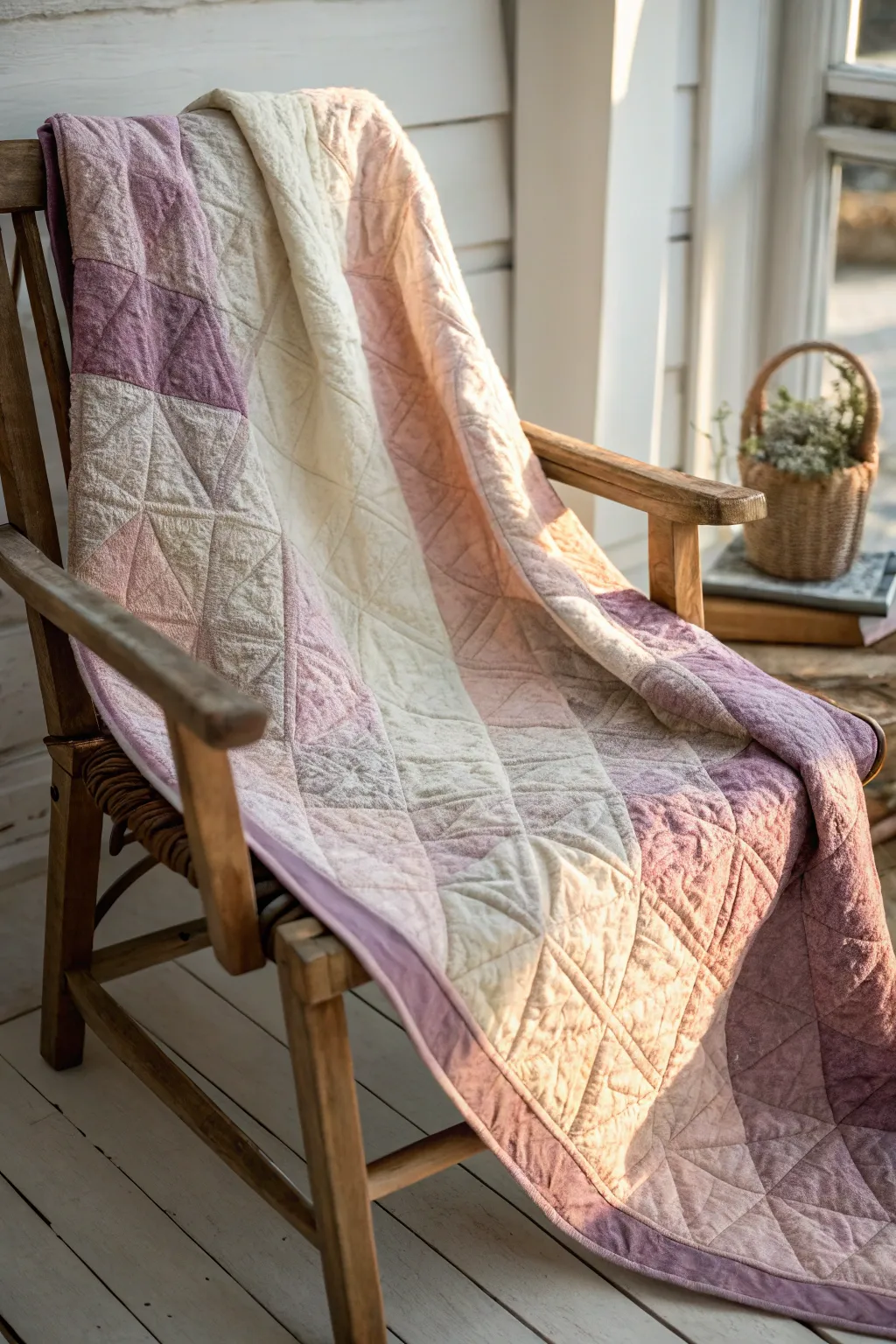 Embrace nostalgia with a vintage-inspired ombre quilt, where craftsmanship meets contemporary elegance.