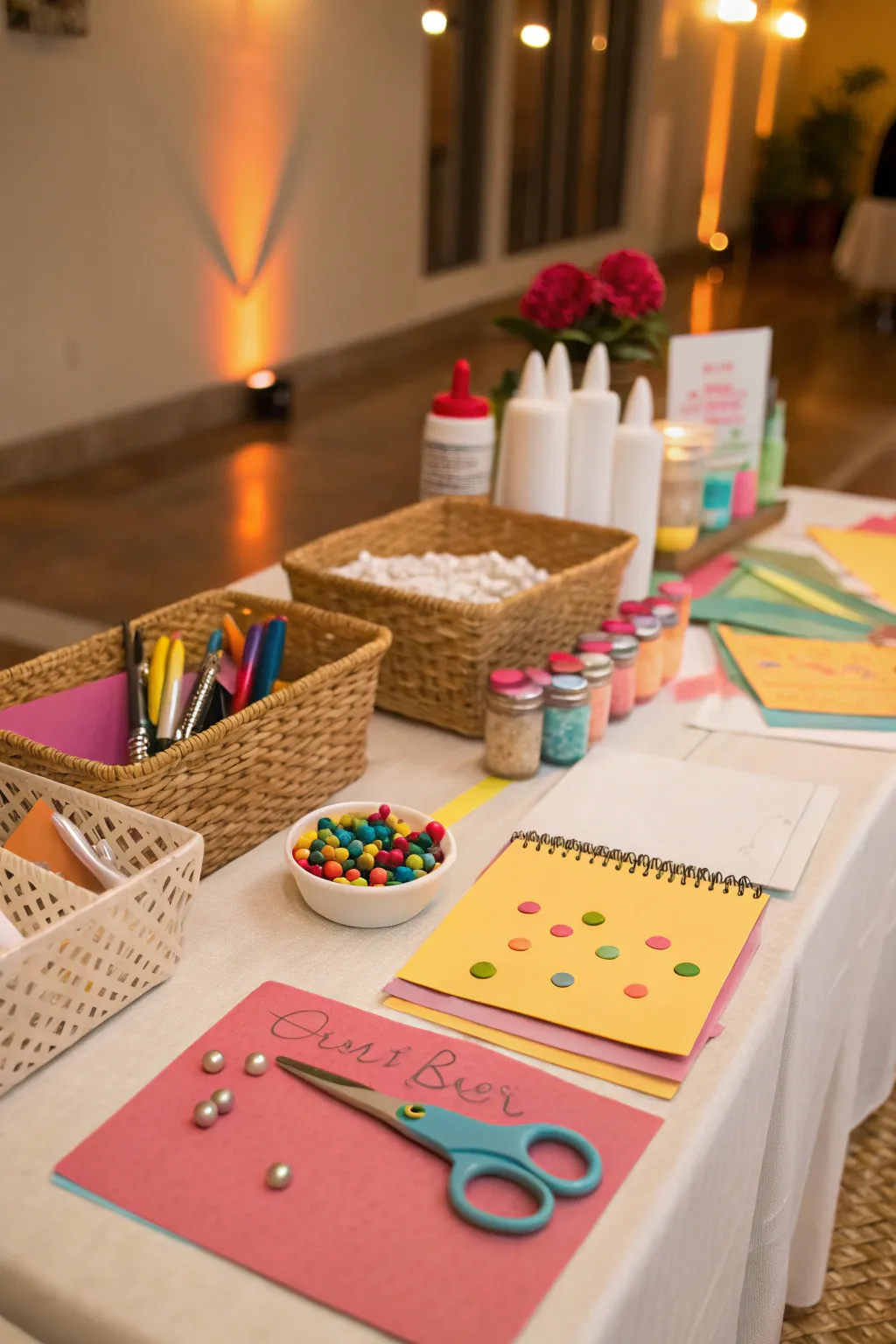 A DIY craft area that encourages creativity and interaction.