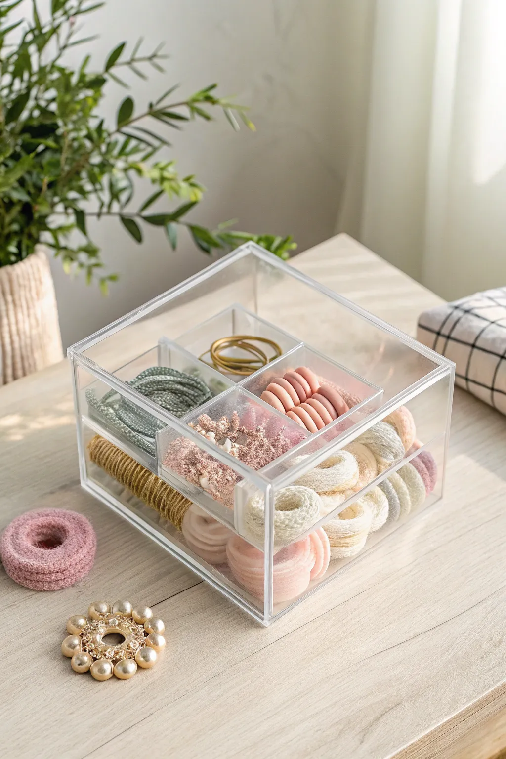 See your hair accessories in style: Elegance meets simplicity in clear acrylic.